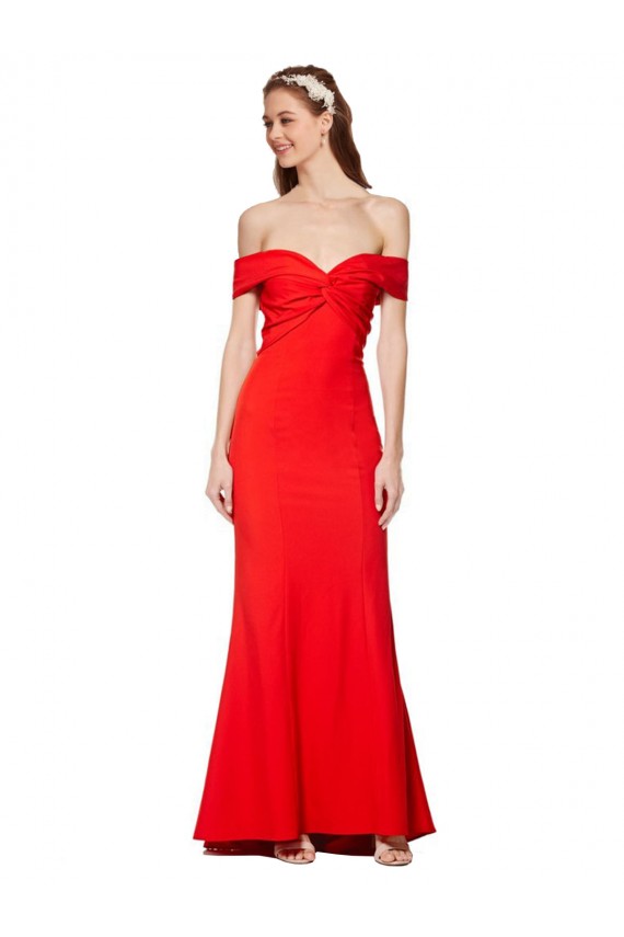 Stretch Crepe Off the Shoulder Sleeveless Long Bridesmaid Dress / Formal Dress Kent