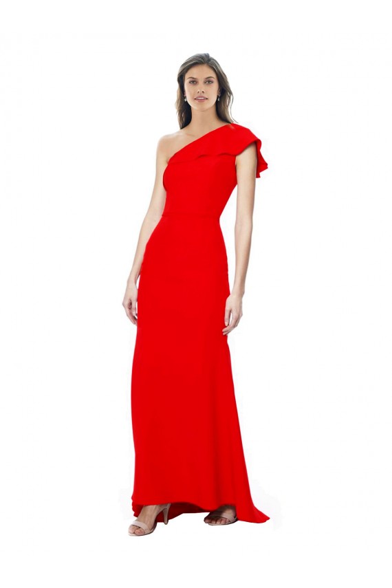 Stretch Crepe One Shoulder Sleeveless Long Formal Dress / Bridesmaid Dress Kent