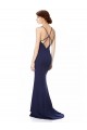 Stretch Crepe Halter Neck Sleeveless Open Back Navy Blue Long Formal Evening Gown / Prom Dress / Bridesmaid Dress Kent