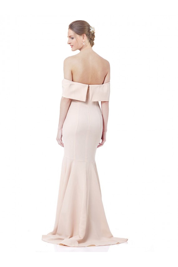 Stretch Crepe Off the Shoulder Sleeveless Nude Long Formal Evening Gown / Prom Dress / Bridesmaid Dress Kent