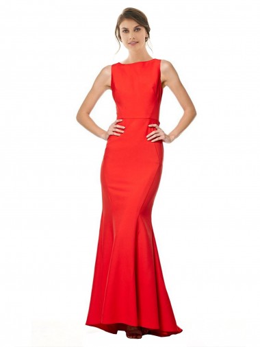 Stretch Crepe Halter Neck Sleeveless Open Back Long Bridesmaid Dress / Evening Gowns Kent