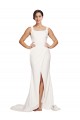 Stretch Crepe Square Neck Sleeveless Low Back Sweep Train Semi Formal Evening Dress / Prom Dress / Bridesmaid Dress Kent