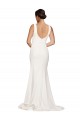 Stretch Crepe Square Neck Sleeveless Low Back Sweep Train Semi Formal Evening Dress / Prom Dress / Bridesmaid Dress Kent