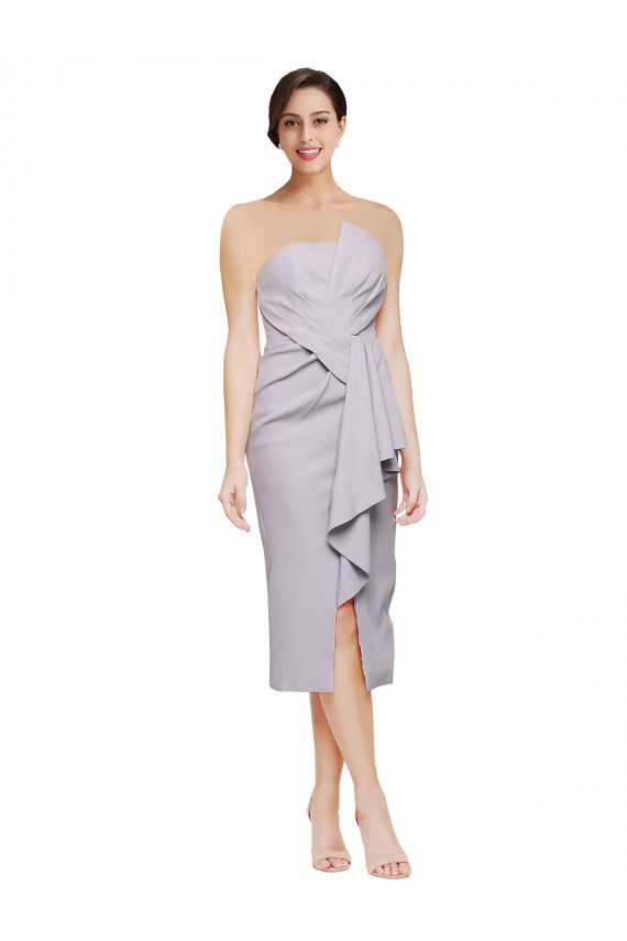 Stretch Crepe Strapless Sleeveless Low Back Cocktail Length High Low Evening Gown / Prom Dress / Bridesmaid Dress Kent