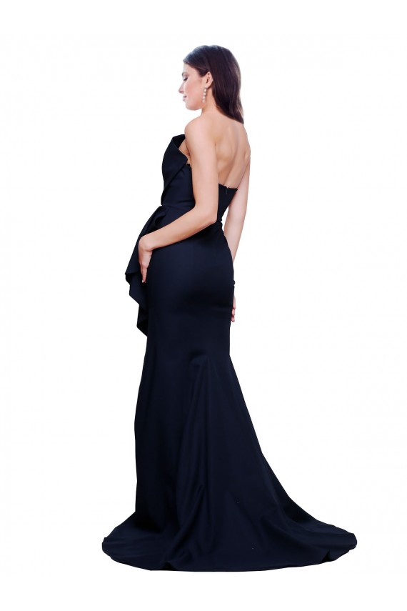 Stretch Crepe Strapless Sleeveless Low Back Sweep Train Semi Formal Evening Dress / Prom Dress / Bridesmaid Dress Kent