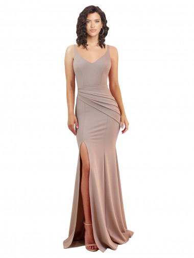 Stretch Crepe V-Neck Sleeveless Low Back Long Black Tie Evening Gown / Prom Dress / Bridesmaid Dress Kent