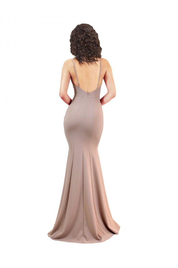 Stretch Crepe V-Neck Sleeveless Low Back Long Black Tie Evening Gown / Prom Dress / Bridesmaid Dress Kent
