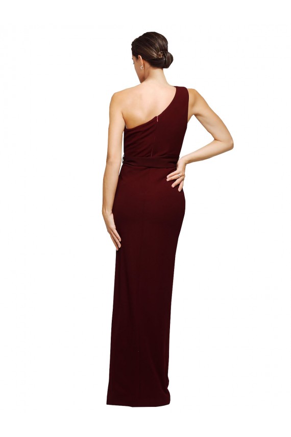 Stretch Crepe One Shoulder Sleeveless Long Black Tie Evening Gown / Prom Dress / Bridesmaid Dress Kent