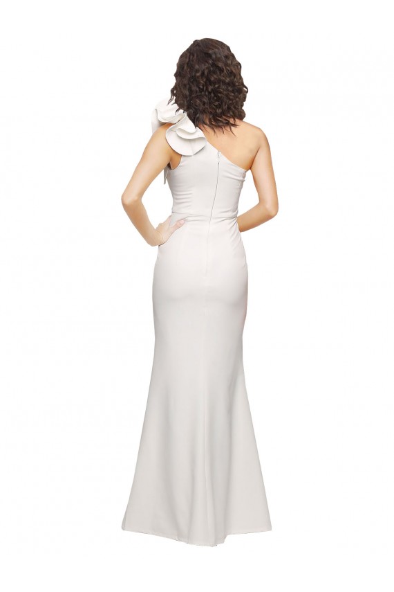 Stretch Crepe One Shoulder Sleeveless Ivory Long Formal Evening Gown / Prom Dress / Bridesmaid Dress Kent