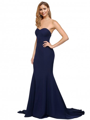 Stretch Crepe Sweetheart Sleeveless Low Back Sweep Train Formal Evening Gown / Prom Dress / Bridesmaid Dress Kent