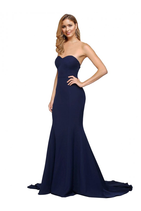 Stretch Crepe Sweetheart Sleeveless Low Back Sweep Train Formal Evening Gown / Prom Dress / Bridesmaid Dress Kent