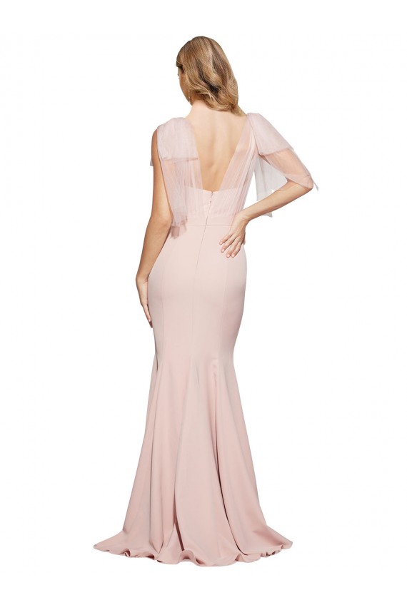 Stretch Crepe & Tulle Sweetheart Sleeveless Low Back Long Formal Dress / Bridesmaid Dress Kent