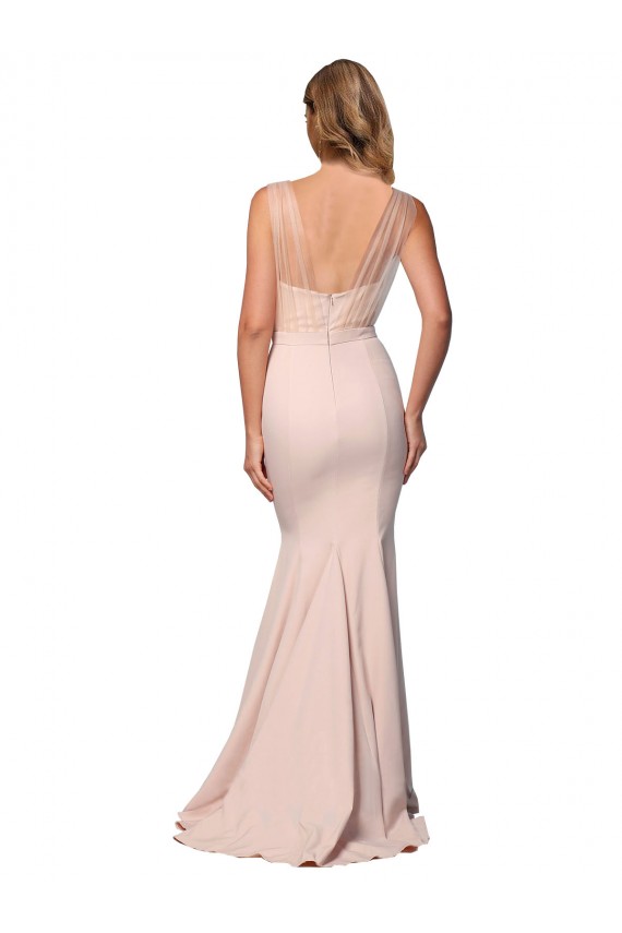 Stretch Crepe & Tulle Sweetheart Sleeveless Low Back Long Formal Evening Gown / Prom Dress / Bridesmaid Dress Kent