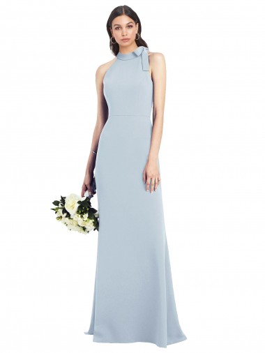 Stretch Crepe Bow Neck Sleeveless Open Back Long Semi Formal Evening Dress / Prom Dress / Bridesmaid Dress Kent