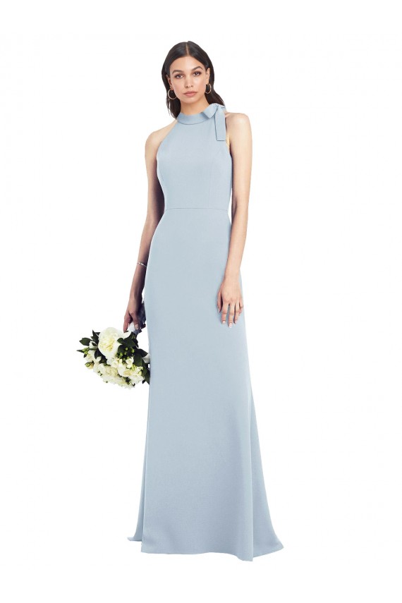 Stretch Crepe Bow Neck Sleeveless Open Back Long Semi Formal Evening Dress / Prom Dress / Bridesmaid Dress Kent