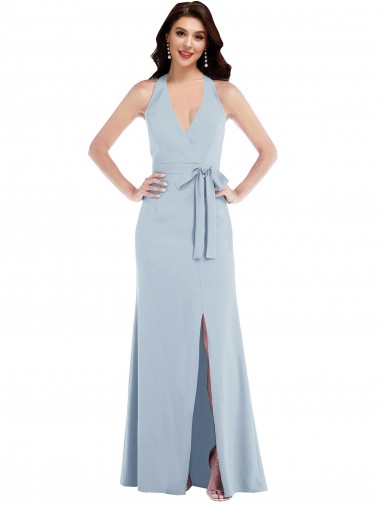 Stretch Crepe Halter Neck Sleeveless Open Back A-Line Long Formal Evening Gown / Prom Dress / Bridesmaid Dress Kent