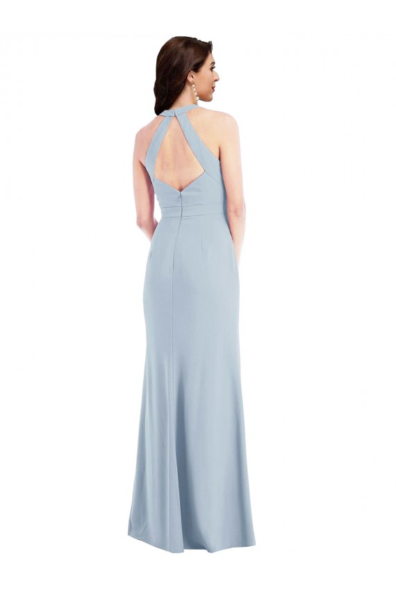 Stretch Crepe Halter Neck Sleeveless Open Back A-Line Long Formal Evening Gown / Prom Dress / Bridesmaid Dress Kent