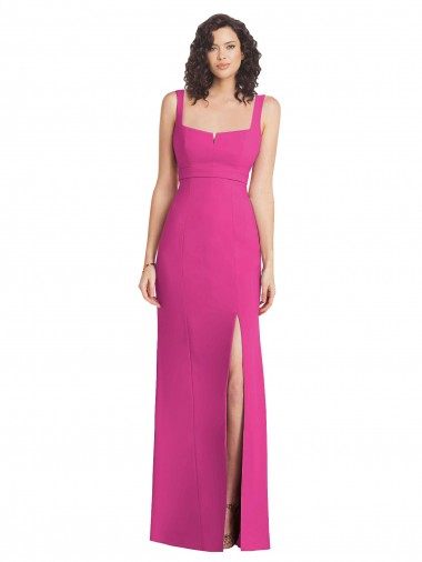 Stretch Crepe Square Neck Sleeveless Low Back Long Semi Formal Evening Dress / Prom Dress / Bridesmaid Dress Kent