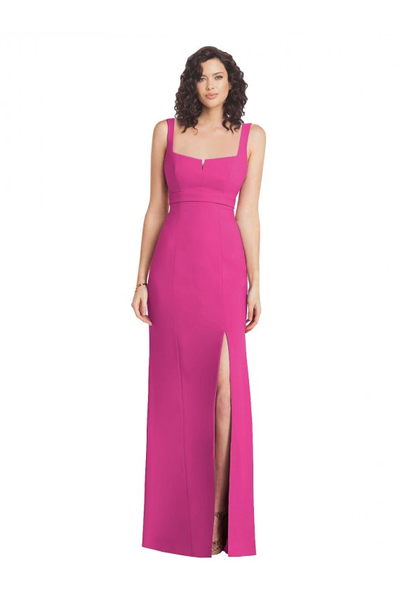 Stretch Crepe Square Neck Sleeveless Low Back Long Semi Formal Evening Dress / Prom Dress / Bridesmaid Dress Kent