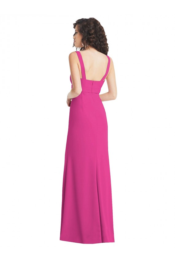 Stretch Crepe Square Neck Sleeveless Low Back Long Semi Formal Evening Dress / Prom Dress / Bridesmaid Dress Kent