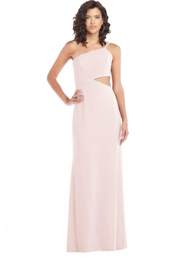 Stretch Crepe One Shoulder Sleeveless Pink Long Formal Evening Gown / Prom Dress / Bridesmaid Dress Kent
