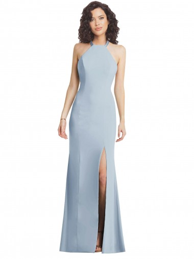 Stretch Crepe Halter Neck Sleeveless Open Back Long Evening Gown / Prom Dress / Bridesmaid Dress Kent