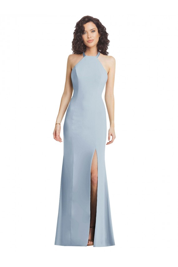 Stretch Crepe Halter Neck Sleeveless Open Back Long Evening Gown / Prom Dress / Bridesmaid Dress Kent