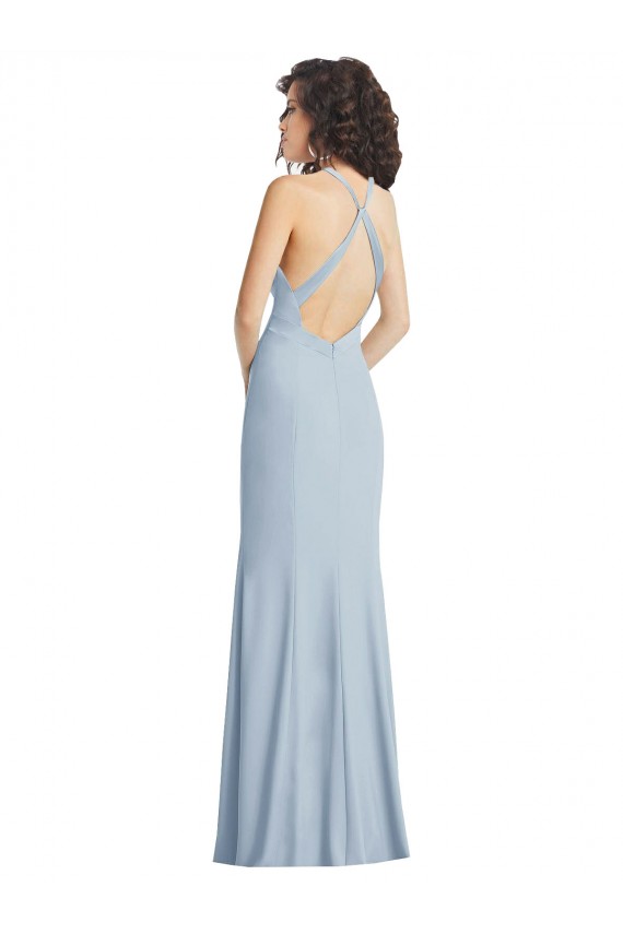 Stretch Crepe Halter Neck Sleeveless Open Back Long Evening Gown / Prom Dress / Bridesmaid Dress Kent