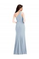 Stretch Crepe One Shoulder Sleeveless Light Sky Blue Long Formal Dress / Bridesmaid Dress Kent