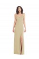 Stretch Crepe Square Neck Sleeveless Low Back Champagne Long Formal Evening Gown / Prom Dress / Bridesmaid Dress Kent
