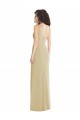 Stretch Crepe Square Neck Sleeveless Low Back Champagne Long Formal Evening Gown / Prom Dress / Bridesmaid Dress Kent