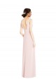 Stretch Crepe V-Neck Sleeveless Low Back Pink Long Black Tie Evening Dress / Prom Dress / Bridesmaid Dress Kent