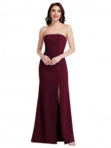 Stretch Crepe Strapless Sleeveless Long Semi Formal Evening Dress / Prom Dress / Bridesmaid Dress Kent