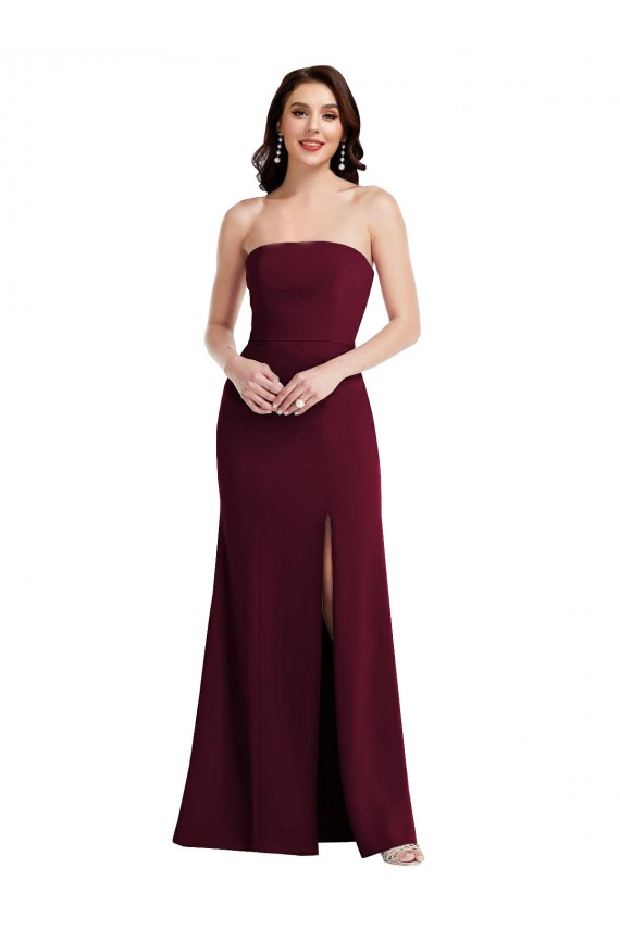 Stretch Crepe Strapless Sleeveless Long Semi Formal Evening Dress / Prom Dress / Bridesmaid Dress Kent