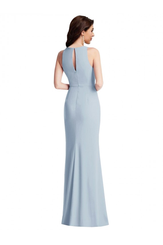 Stretch Crepe Halter Neck Sleeveless Long Formal Dress / Bridesmaid Dress Kent