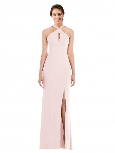 Stretch Crepe Halter Neck Sleeveless Low Back Long Formal Evening Gown / Prom Dress / Bridesmaid Dress Kent