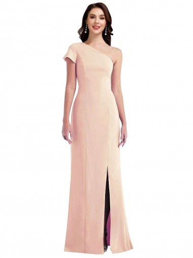Stretch Crepe One Shoulder Cap Sleeves Long Formal Evening Gown / Prom Dress / Bridesmaid Dress Kent