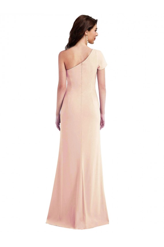 Stretch Crepe One Shoulder Cap Sleeves Long Formal Evening Gown / Prom Dress / Bridesmaid Dress Kent