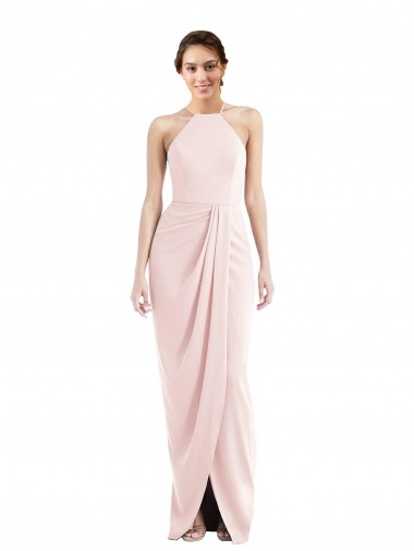 Stretch Crepe Halter Neck Sleeveless Long Semi Formal Evening Dress / Prom Dress / Bridesmaid Dress Kent