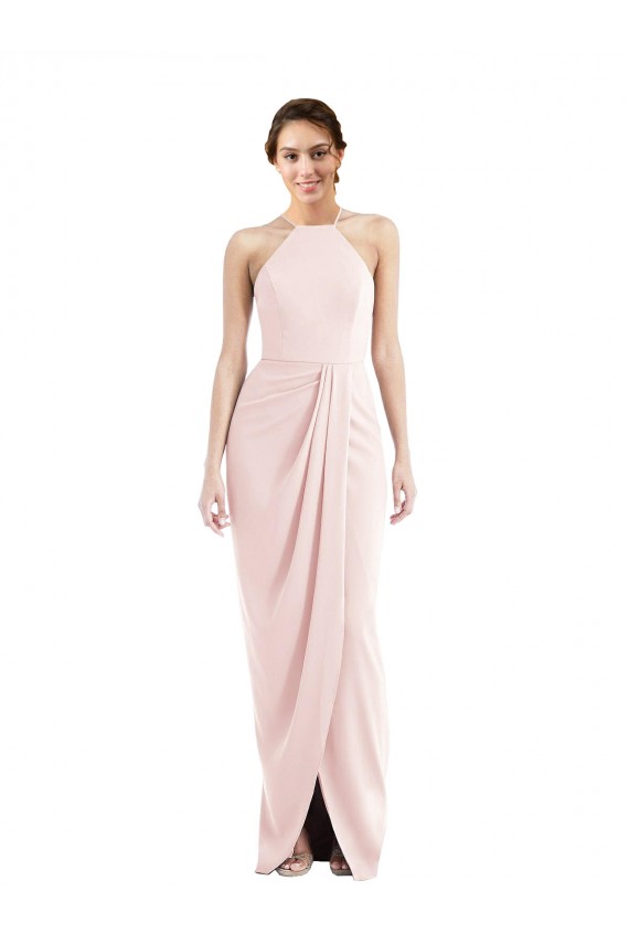Stretch Crepe Halter Neck Sleeveless Long Semi Formal Evening Dress / Prom Dress / Bridesmaid Dress Kent