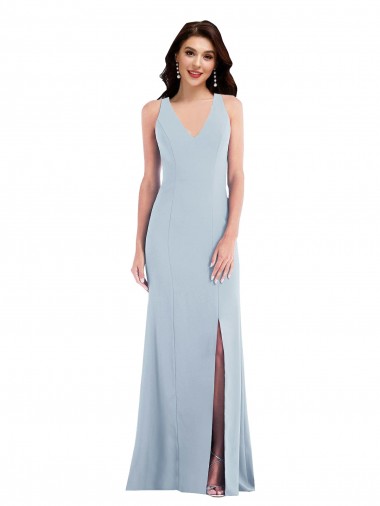 Stretch Crepe V-Neck Sleeveless Open Back Long Evening Dress / Bridesmaid Dress Kent