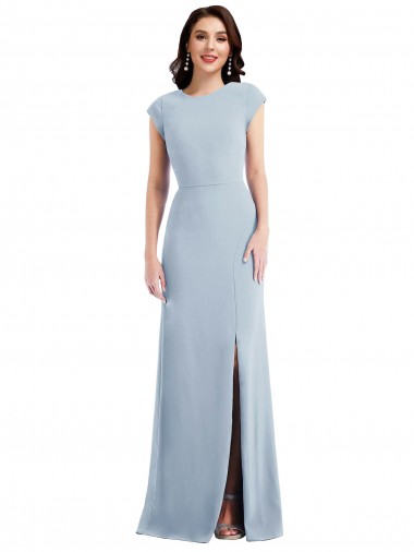 Stretch Crepe Cap Sleeves Open Back Long Formal Evening Gown / Prom Dress / Bridesmaid Dress Kent