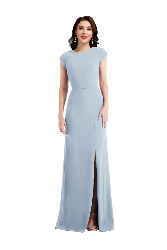 Stretch Crepe Cap Sleeves Open Back Long Formal Evening Gown / Prom Dress / Bridesmaid Dress Kent