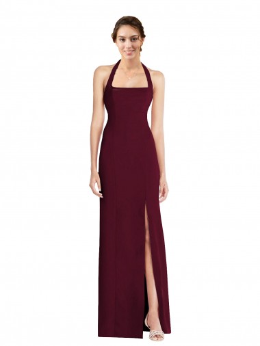 Stretch Crepe Halter Neck Sleeveless Open Back Long Semi Formal Evening Dress / Prom Dress / Bridesmaid Dress Kent