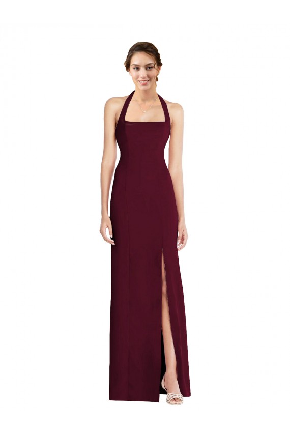 Stretch Crepe Halter Neck Sleeveless Open Back Long Semi Formal Evening Dress / Prom Dress / Bridesmaid Dress Kent