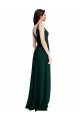 Stretch Crepe V-Neck Sleeveless V-Back Midnight Green Long Formal Evening Gown / Prom Dress / Bridesmaid Dress Kent
