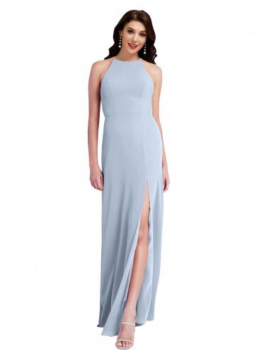 Stretch Crepe Halter Neck Sleeveless Open Back Sheath Long Formal Evening Gown / Prom Dress / Bridesmaid Dress Kent
