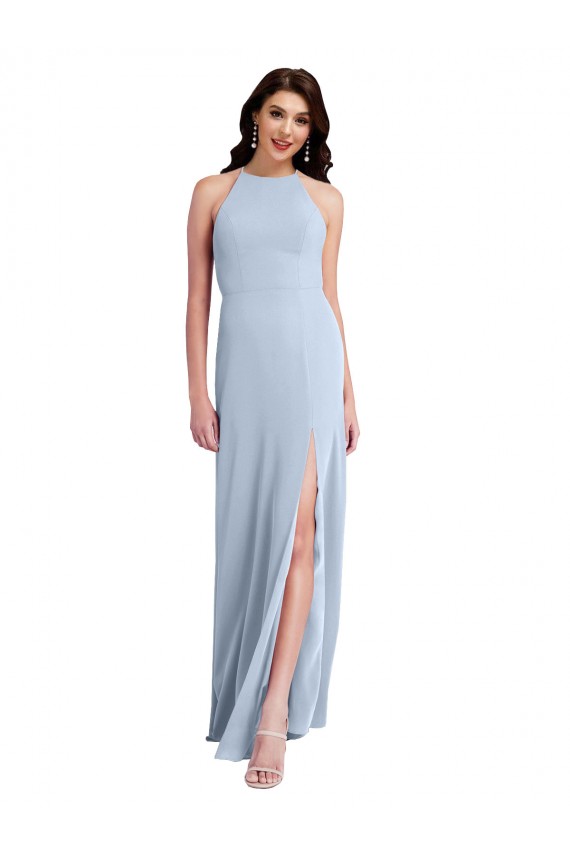 Stretch Crepe Halter Neck Sleeveless Open Back Sheath Long Formal Evening Gown / Prom Dress / Bridesmaid Dress Kent