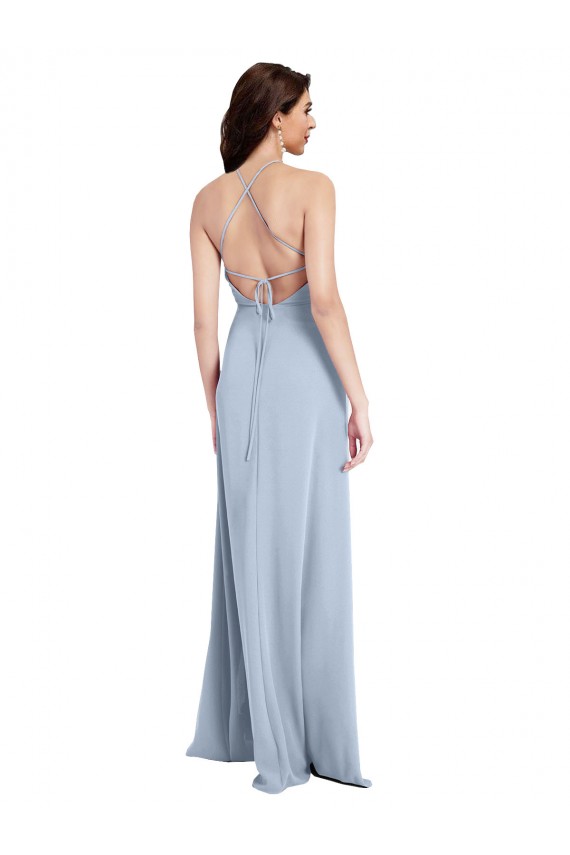 Stretch Crepe Halter Neck Sleeveless Open Back Sheath Long Formal Evening Gown / Prom Dress / Bridesmaid Dress Kent