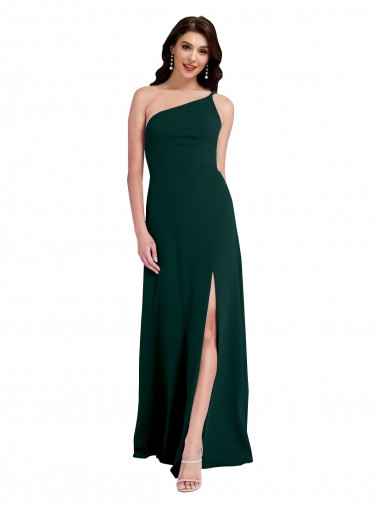 Stretch Crepe One Shoulder Sleeveless Open Back Long Formal Evening Gown / Prom Dress / Bridesmaid Dress Kent
